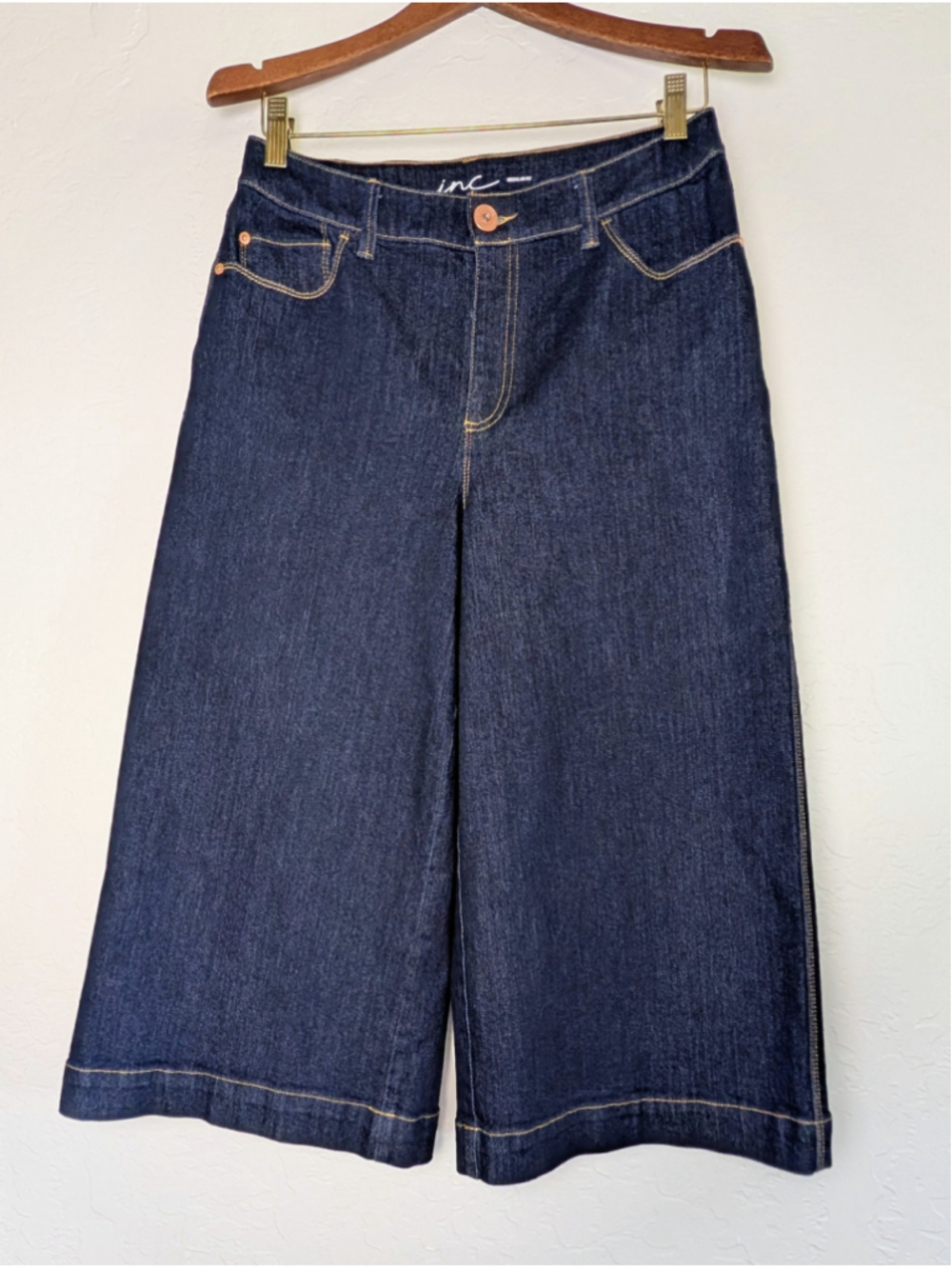 INC International Concepts Jeans Womens 8/29 Dark Wash Wide Leg Denim Culottes - Picture 3 of 12